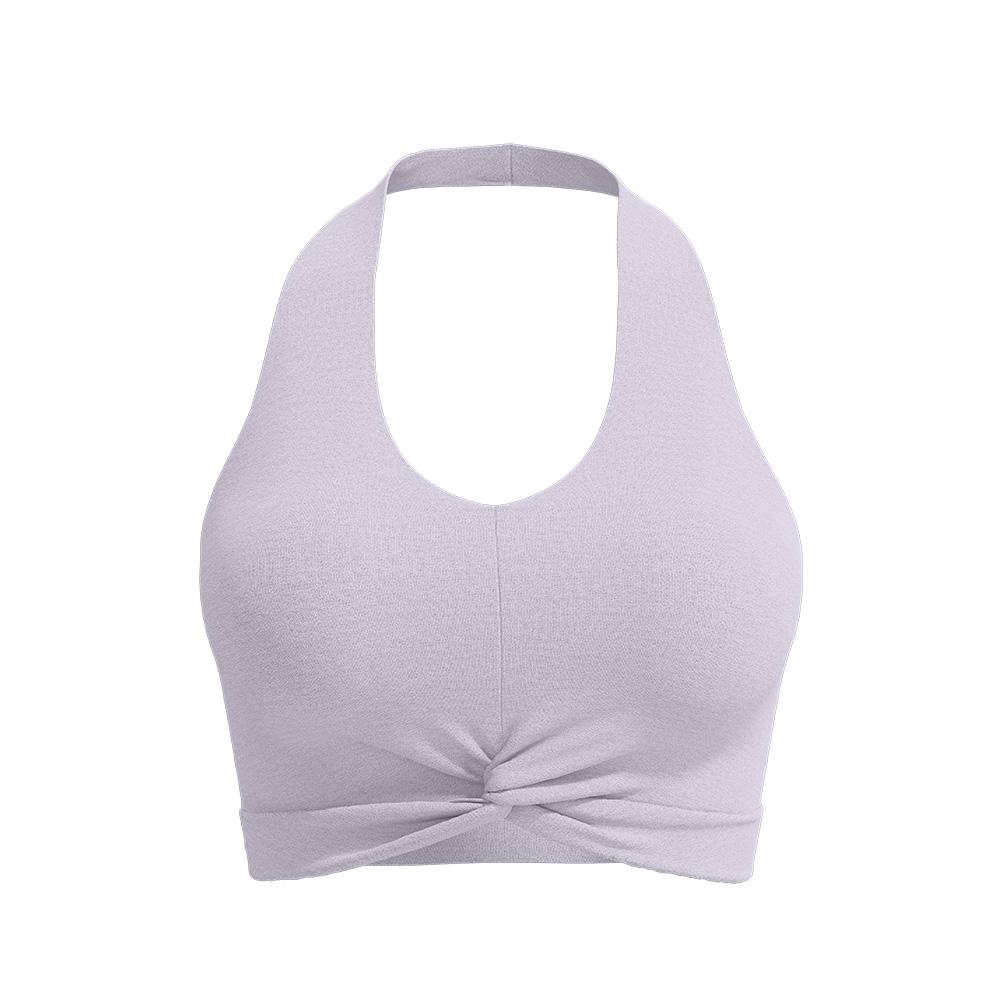 淺灰掛頸扭結運動短上衣