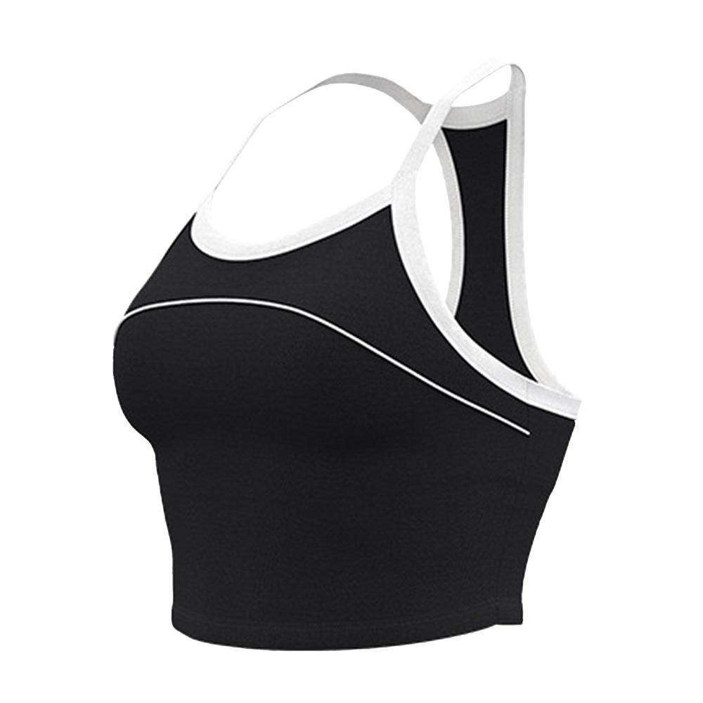 黑白撞色挖背運動胸圍背心