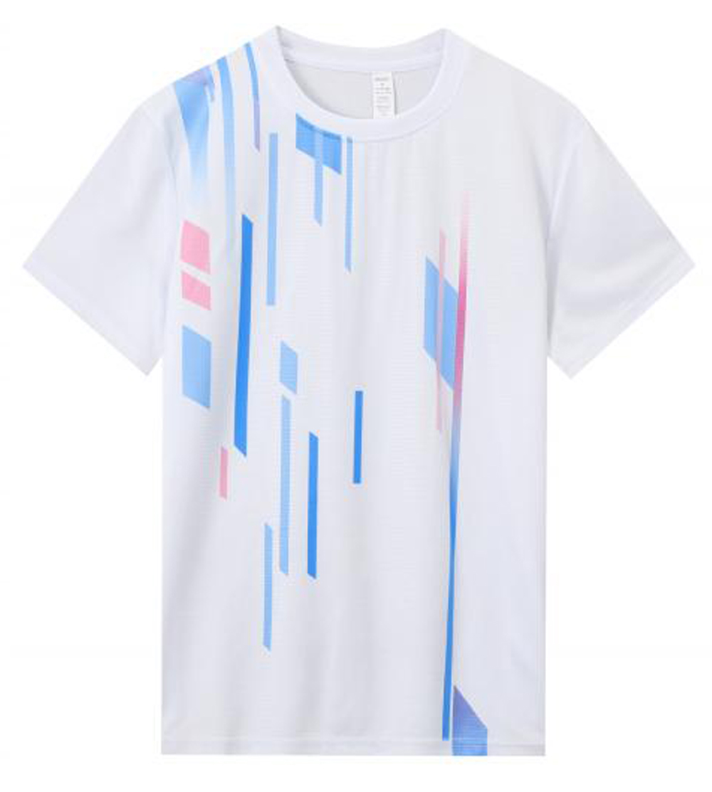 冰藍幾何方塊跑步衫(白)