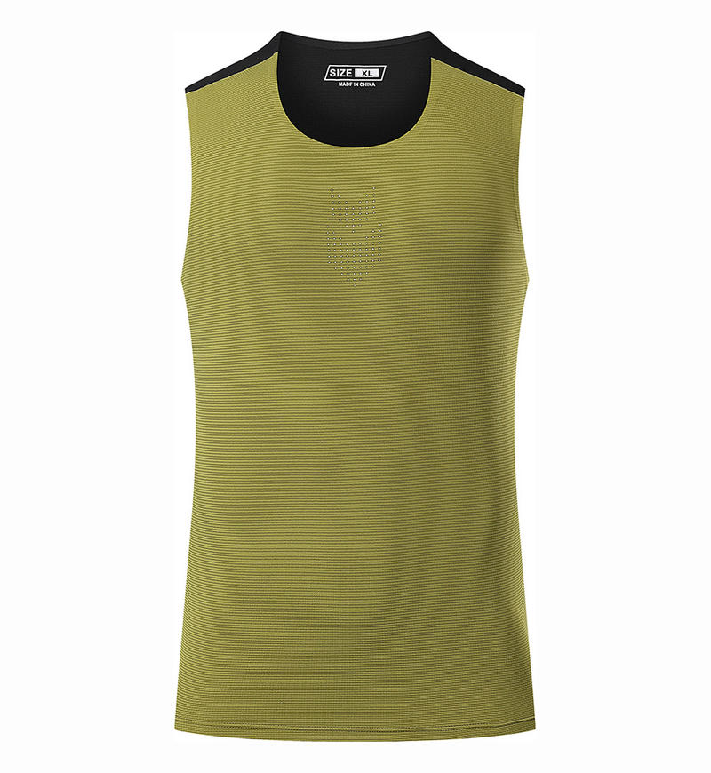 螢光黃條紋跑步背心